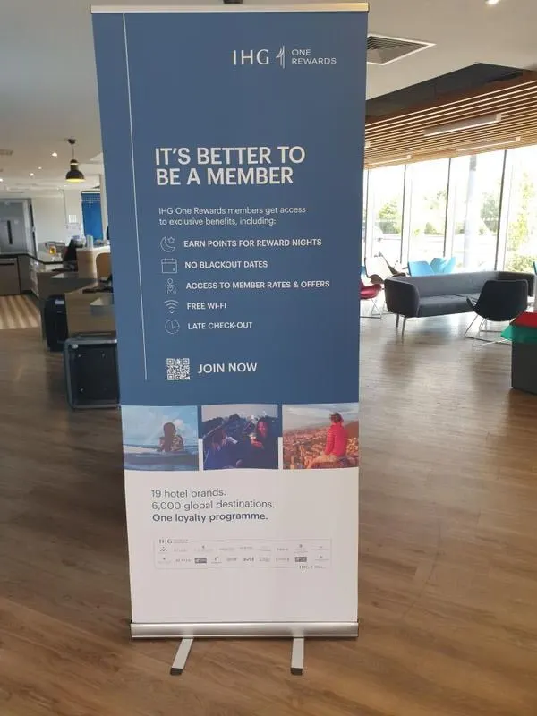 Pull-up roller banner display printed for an exhibition